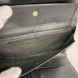 Chanel Tri-fold Long Wallet Patent Leather Black Women's