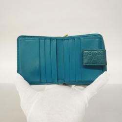 Gucci Wallet Micro Guccissima 449395 Leather Turquoise Blue Champagne Women's