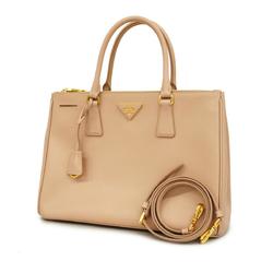Prada handbag saffiano leather pink beige ladies
