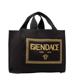FENDI x VERSACA Versace FENDACE Fendace La Medusa Tote Bag Shoulder 8BH395 Black Yellow Canvas Women's