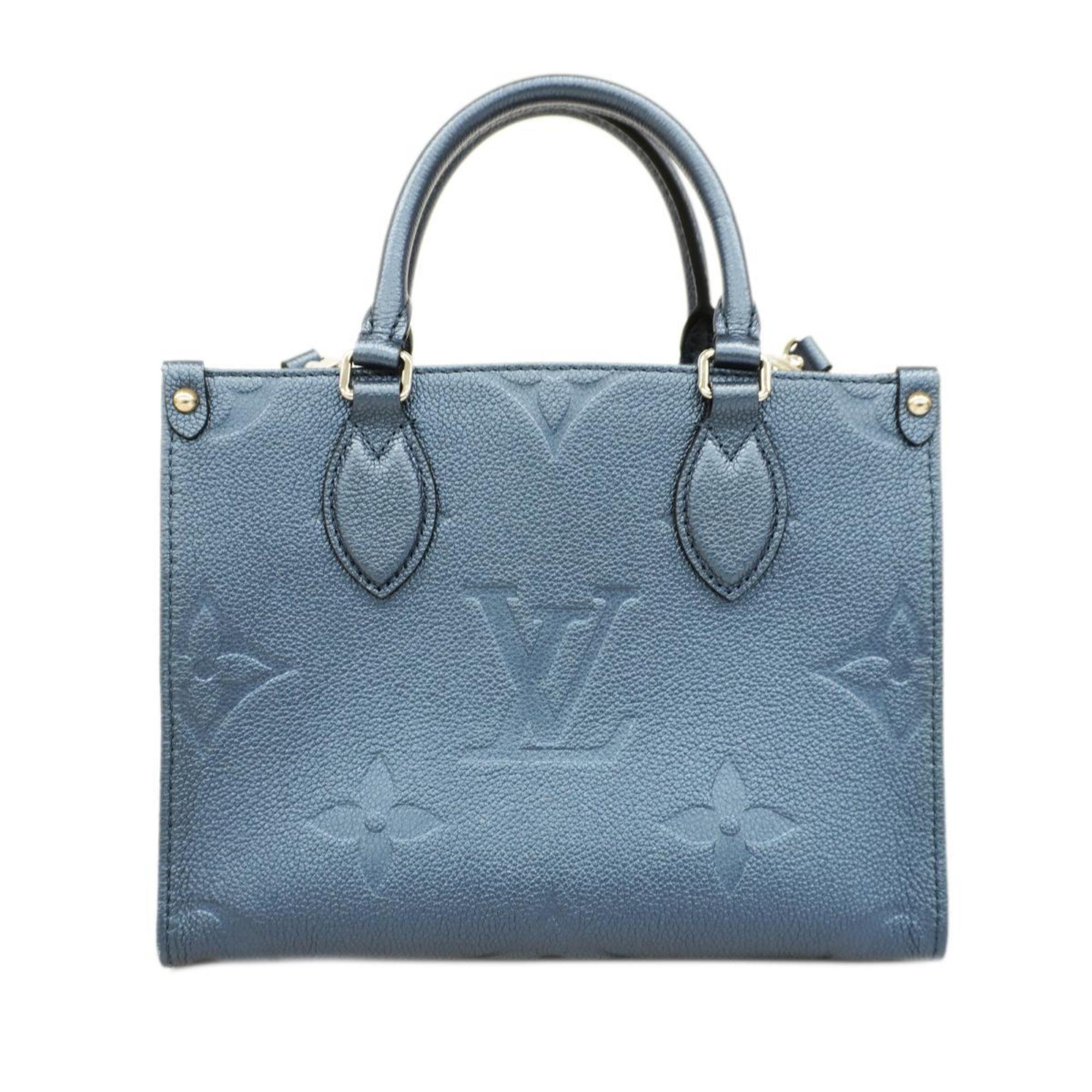Louis Vuitton Handbag Monogram Empreinte On the Go PM M58956 Metallic Blue Ladies
