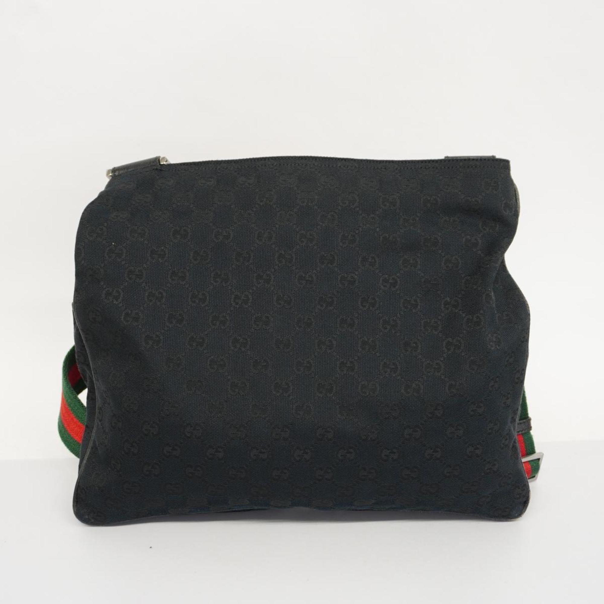 Gucci Shoulder Bag GG Canvas Sherry Line 169937 Black Women's