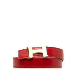 Hermes H Buckle Constance Belt Size: 80 Red Brown Gold Leather Women's HERMES
