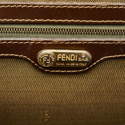 FENDI ZUCCA Handbag Shoulder Bag Brown Gold Canvas Leather Women's