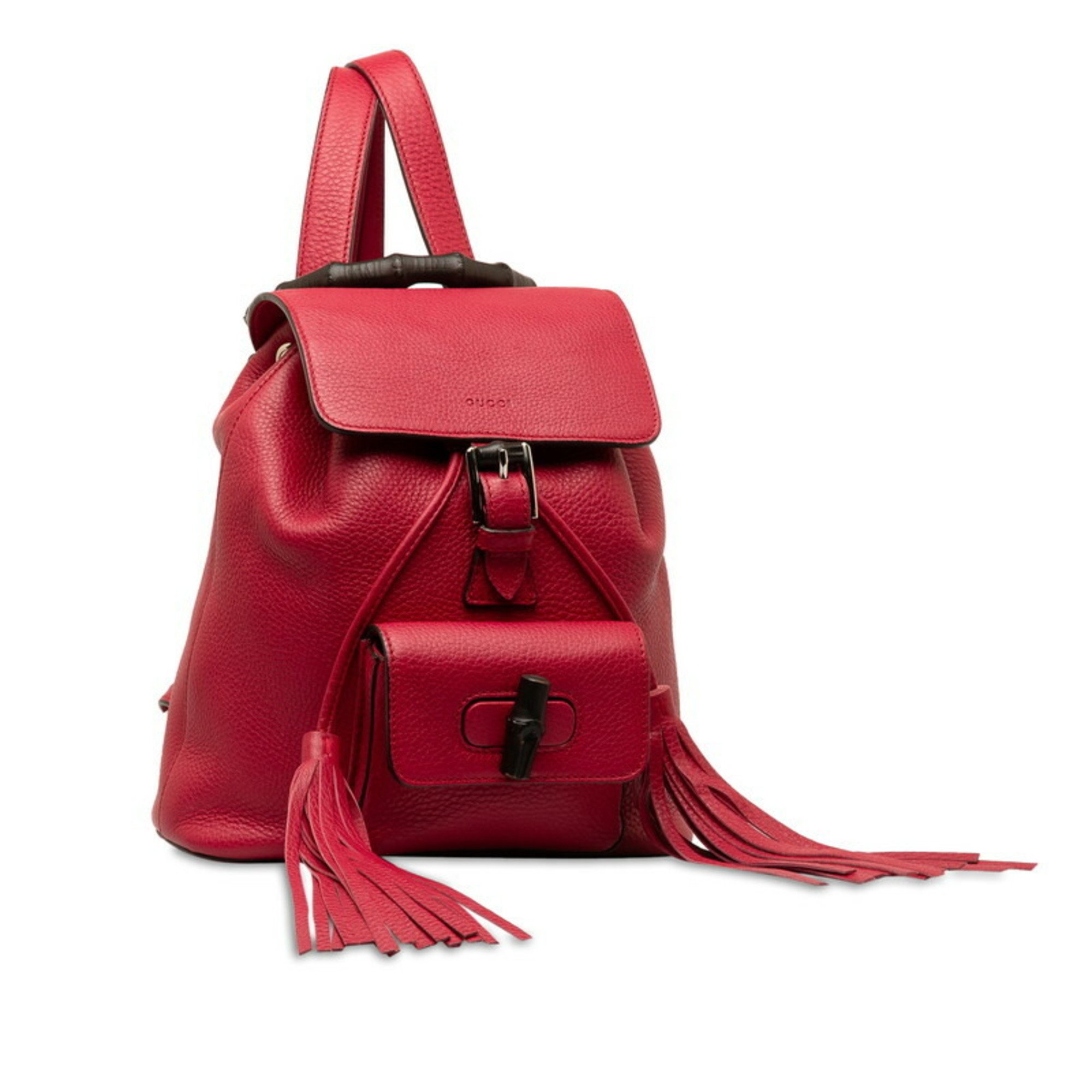 Gucci Bamboo Backpack 387149 Red Leather Women's GUCCI