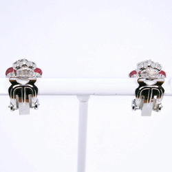 Christian Dior Flower Earrings x Rhinestones Made in Germany Silver Approx. 4.1g Flour Women's