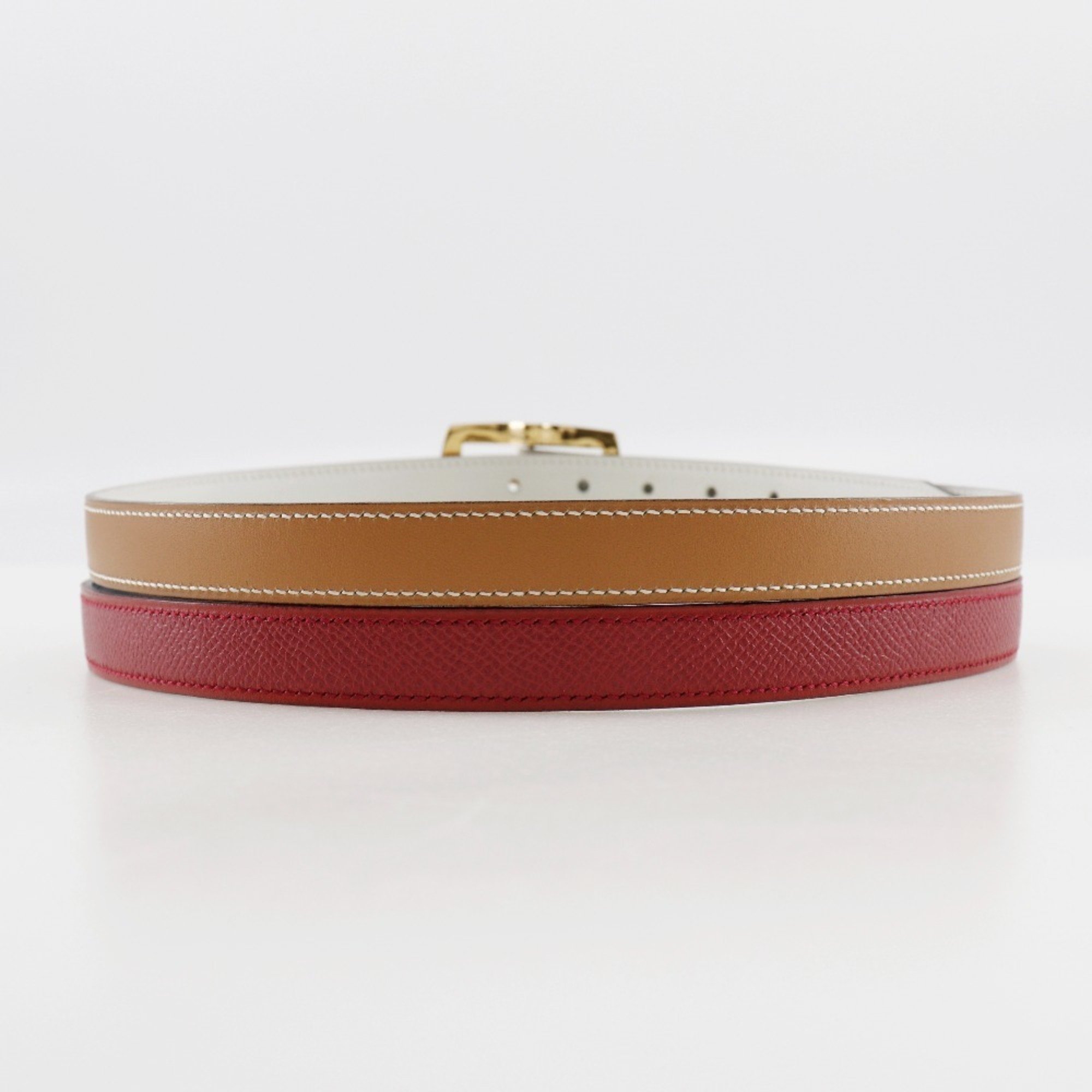 HERMES Reversible Belt Cushvel x Swift Blue Indigo/Rouge vif 1994 〇X reversible Women's