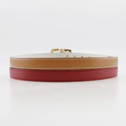 HERMES Reversible Belt Cushvel x Swift Blue Indigo/Rouge vif 1994 〇X reversible Women's