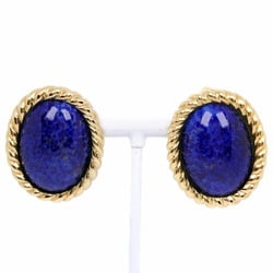 Christian Dior Earrings, Gold Plated, Made in Germany, Blue, Approx. 35.5g, Women's