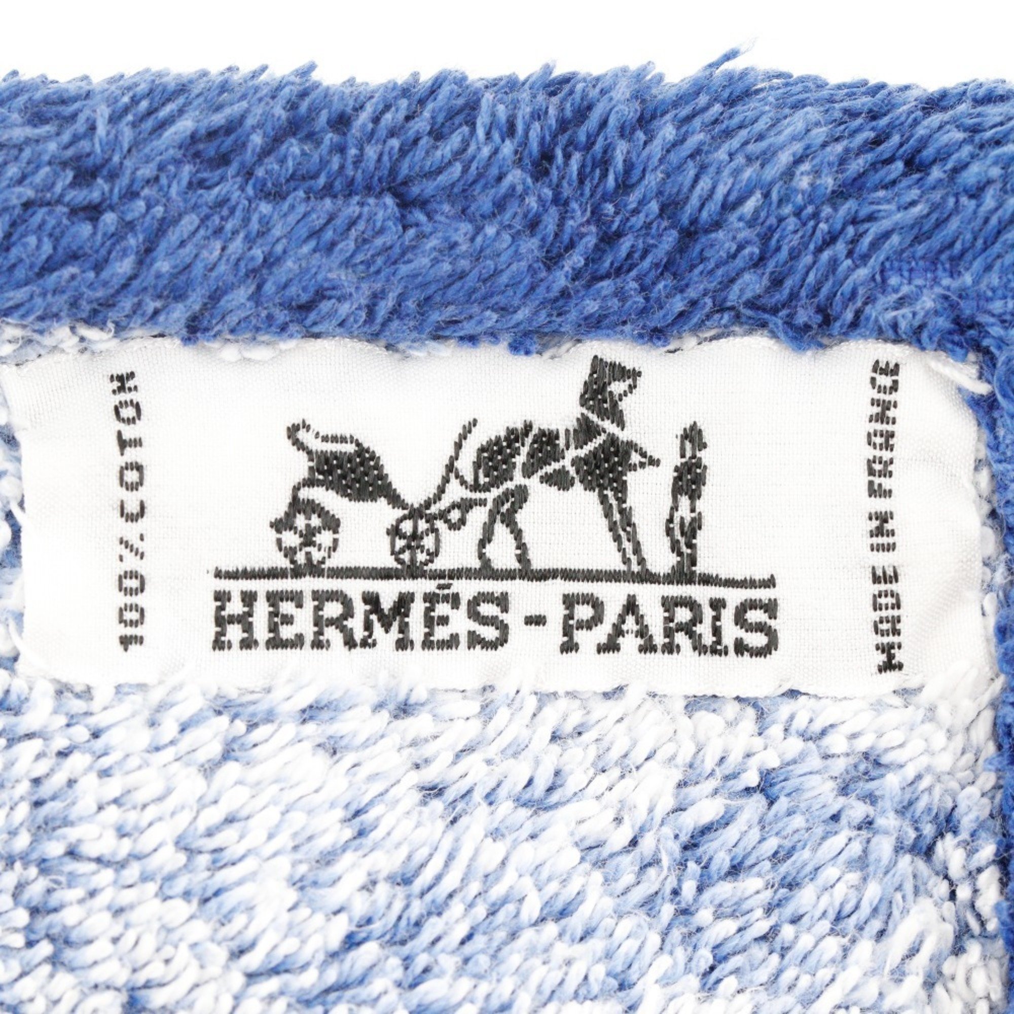 Hermes HERMES Beach Towel Set Miscellaneous Bird Panda Blanket Cotton White/Blue of 2 Towels Unisex