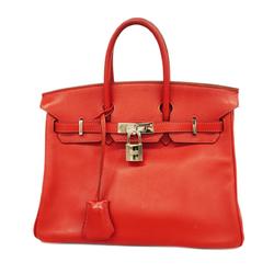 Hermes handbag Birkin 25 J stamp Swift Rouge vif ladies