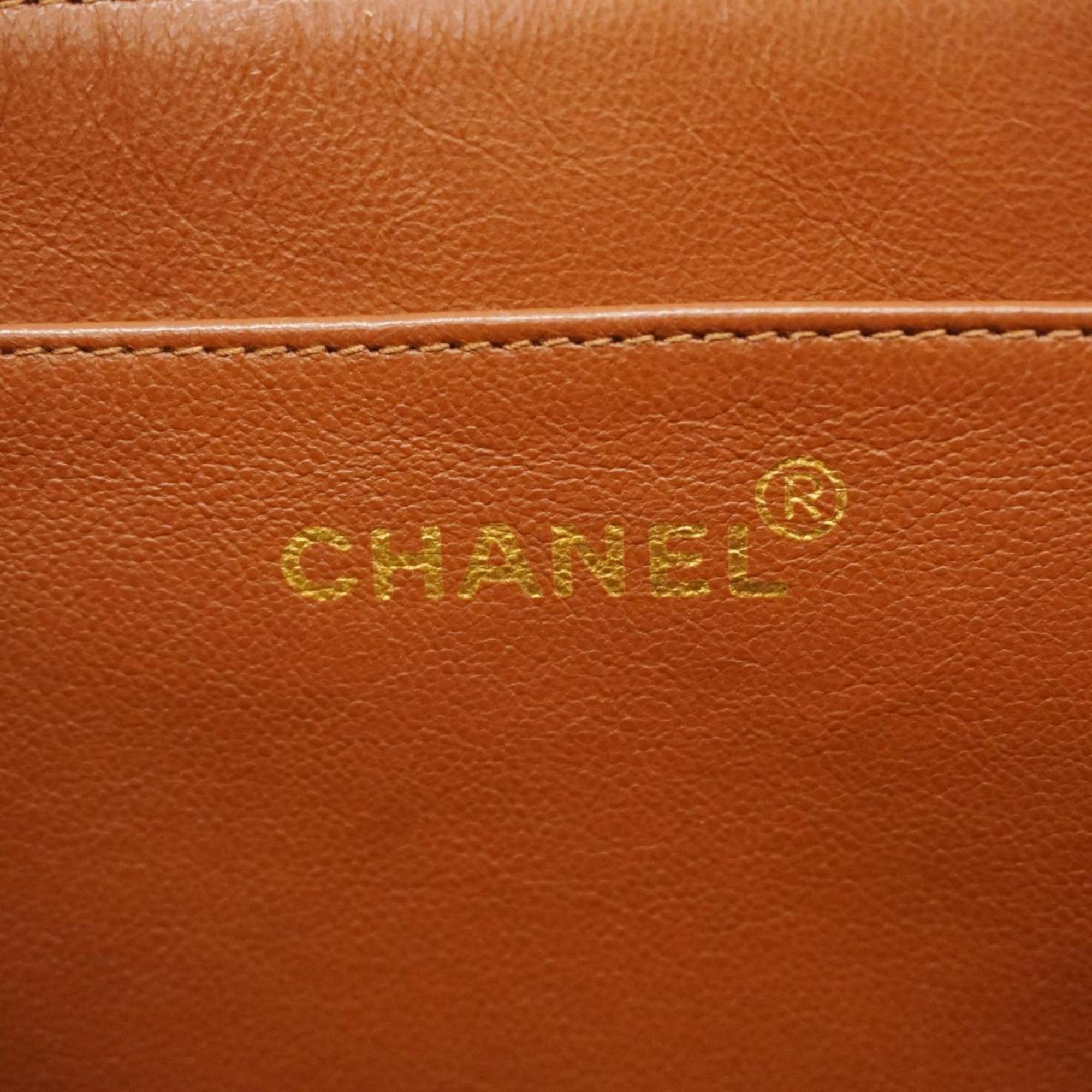 Chanel Shoulder Bag Deca Matelasse W Chain Lambskin Brown Women's