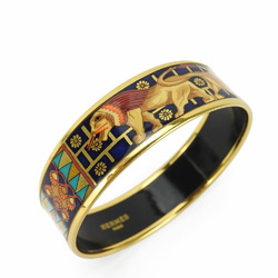 Hermes bracelet enamel metal cloisonné navy gold orange GP lion ladies HERMES