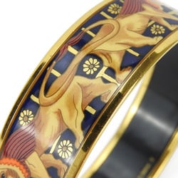 Hermes bracelet enamel metal cloisonné navy gold orange GP lion ladies HERMES