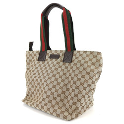 Gucci Tote Bag 131231 Sherry Line GG Canvas Leather Beige Women's GUCCI