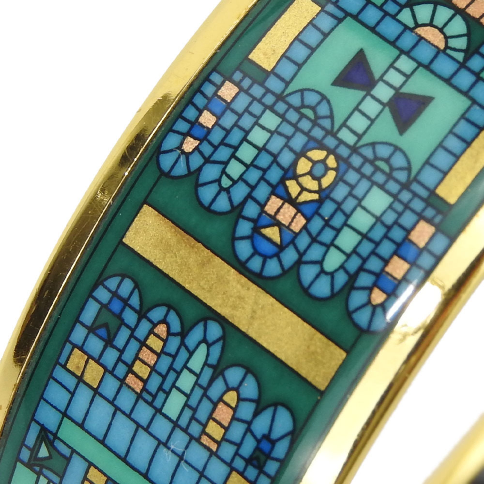 Hermes Bangle, Emaille, Metal, Green, Gold, Women's, HERMES