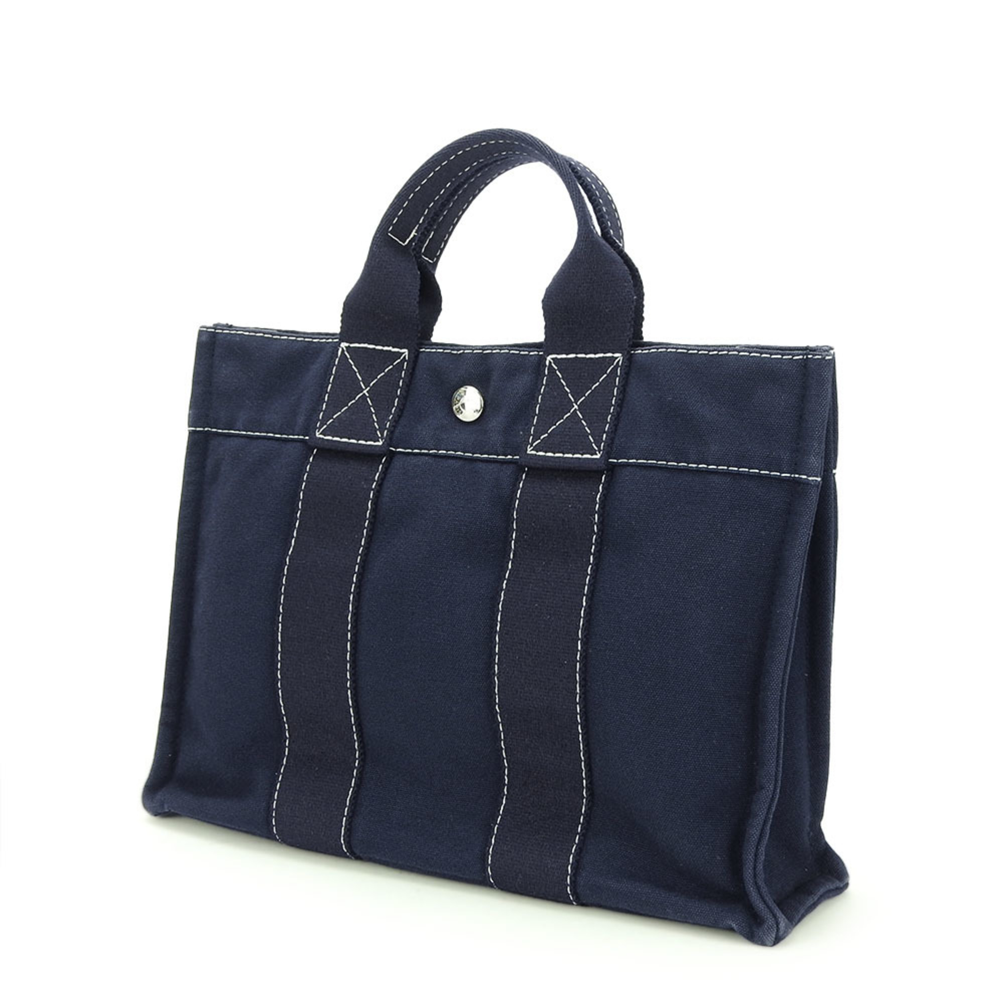 Hermes Handbag Tote PM Deauville Canvas Navy Women's Men's HERMES