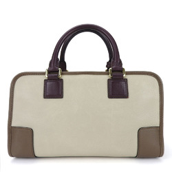 LOEWE Handbag Amazona 28 011309 Leather Beige Mocha Brown Burgundy Bicolor Women's