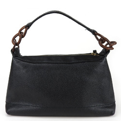 Chanel handbag Coco mark caviar skin black wood finish 7 series ladies CHANEL