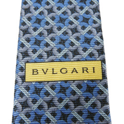 BVLGARI Necktie Silk Blue Black Lavender Men's