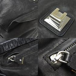 Celine Shoulder Bag Leather Pony Suede Black Women's CELINE