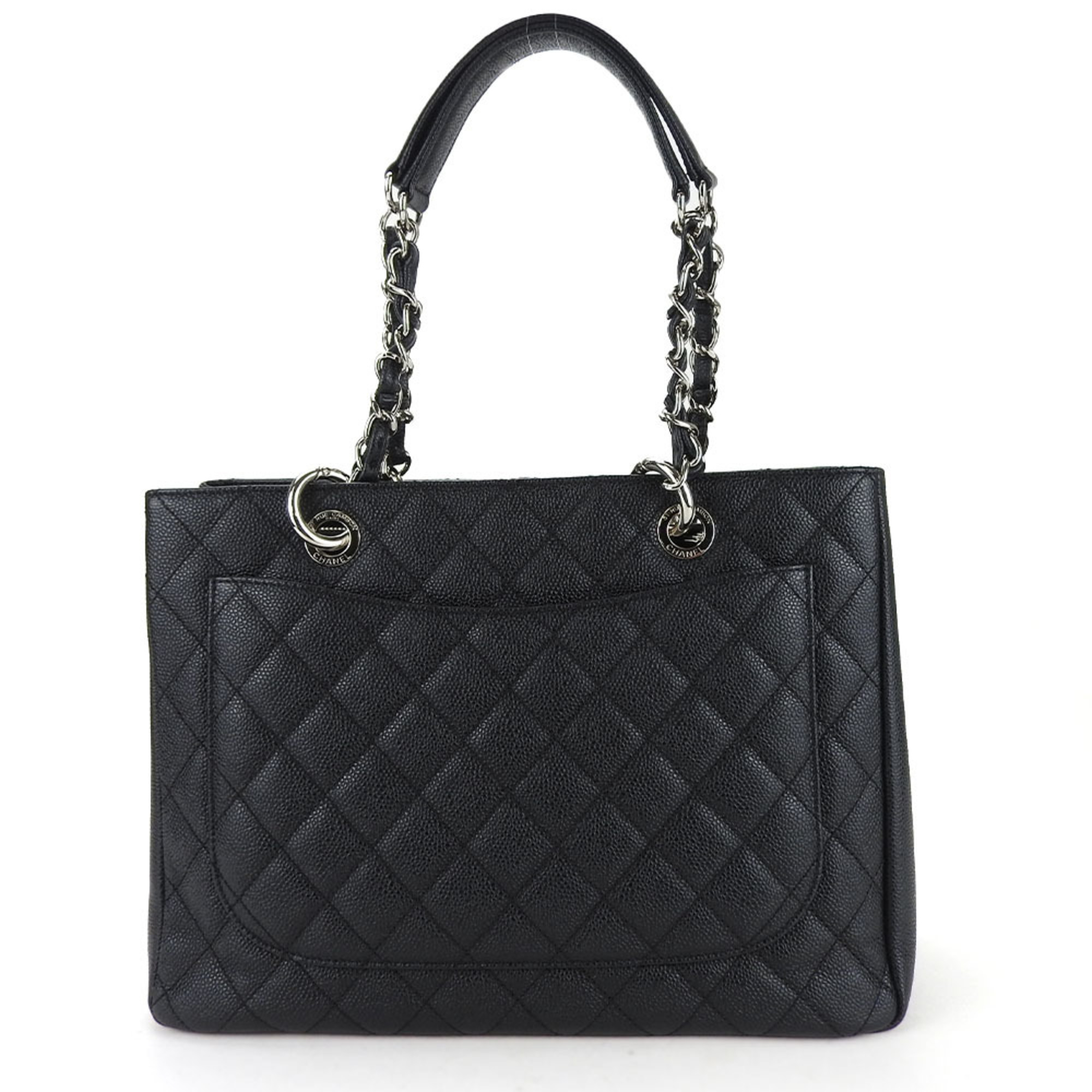 Chanel Tote Bag GST Caviar Skin Black Chain Coco Mark 16 Series Women's CHANEL