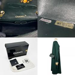 CHANEL Shoulder Bag Matelasse Lambskin Olive Green Single Flap