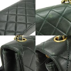 CHANEL Shoulder Bag Matelasse Lambskin Olive Green Single Flap