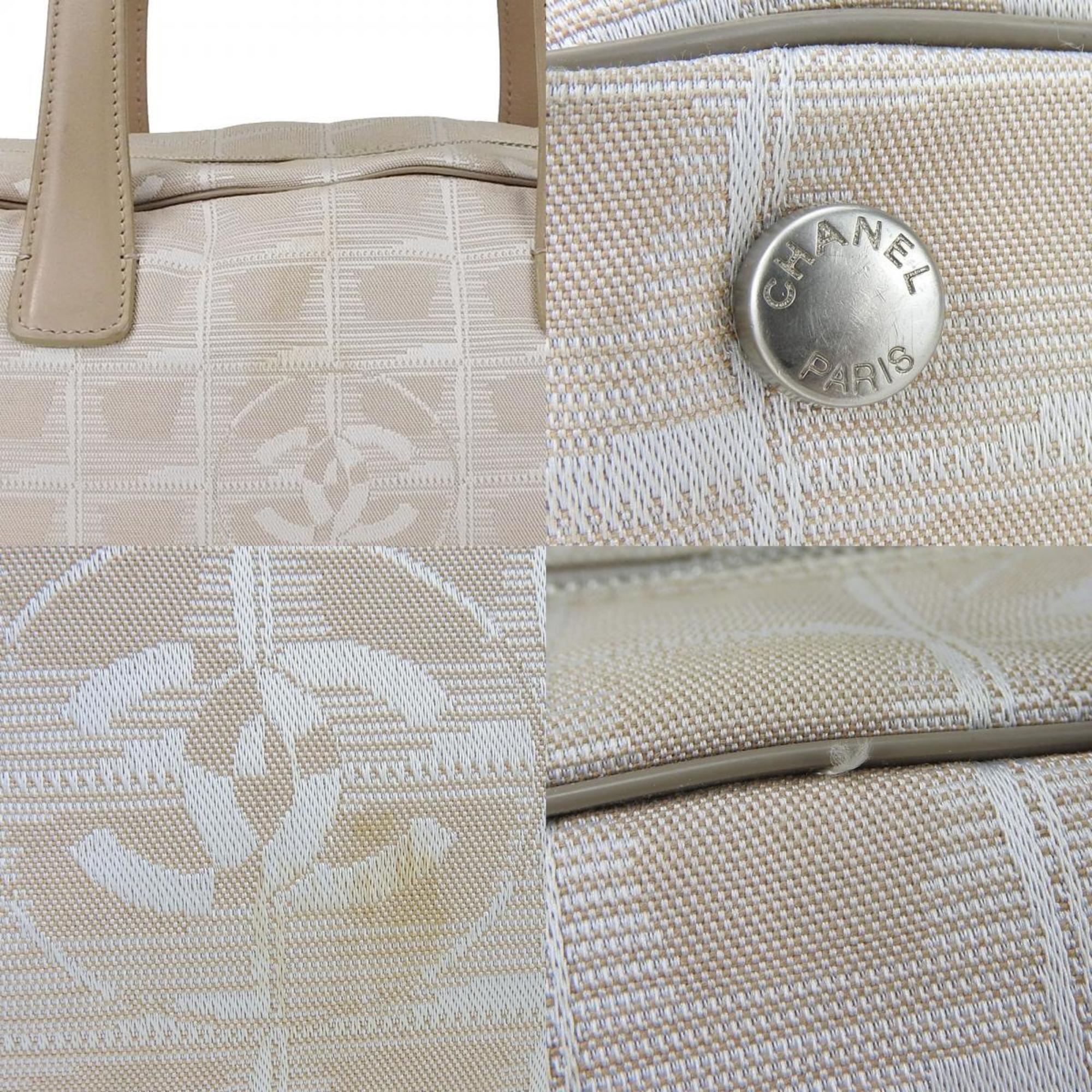 Chanel handbag New Travel Line Jacquard nylon leather Beige No. 7 Coco mark Women's CHANEL