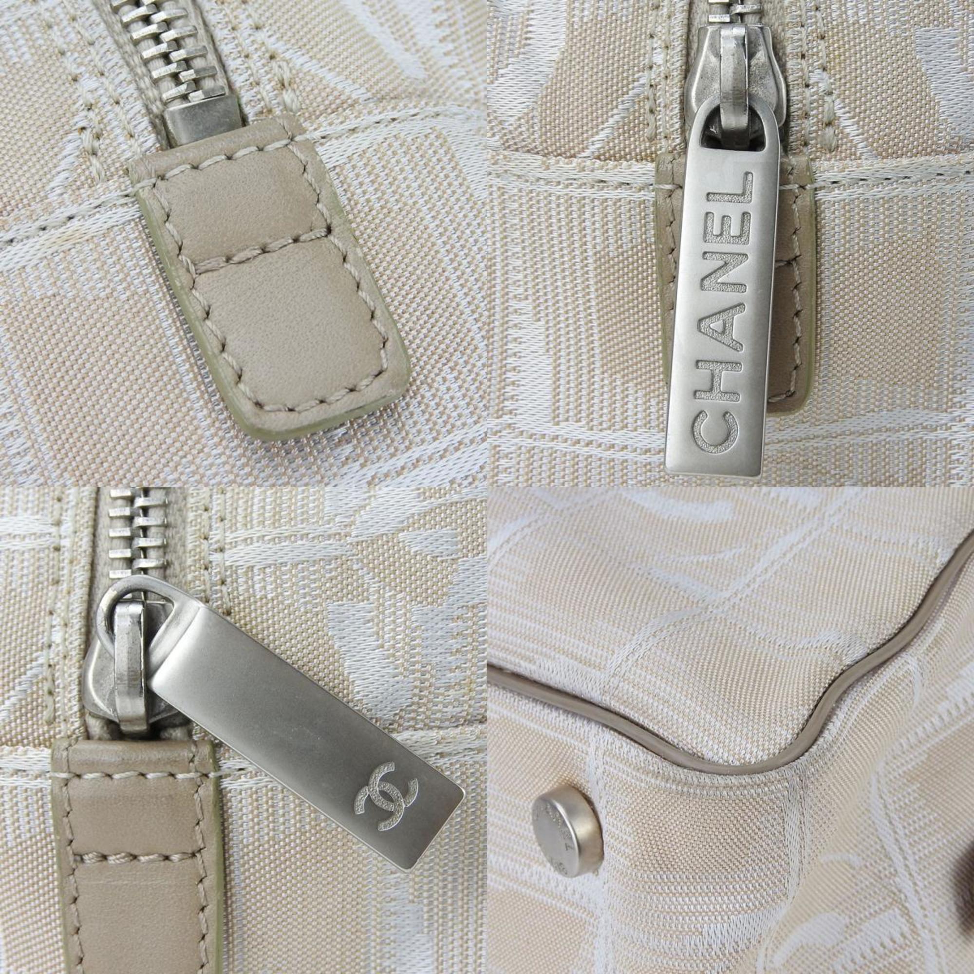 Chanel handbag New Travel Line Jacquard nylon leather Beige No. 7 Coco mark Women's CHANEL