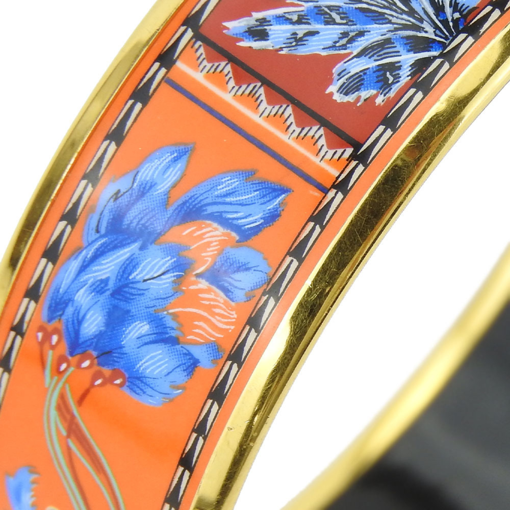 Hermes bracelet enamel GM metal cloisonné orange blue red GP ladies HERMES