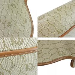 Christian Dior Shoulder Bag Leather Beige Brown Honeycomb Pattern Pochette Women's