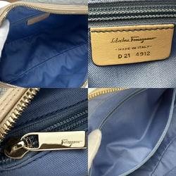 Salvatore Ferragamo Shoulder Bag D21 4912 Gancini Leather Gray Beige Women's