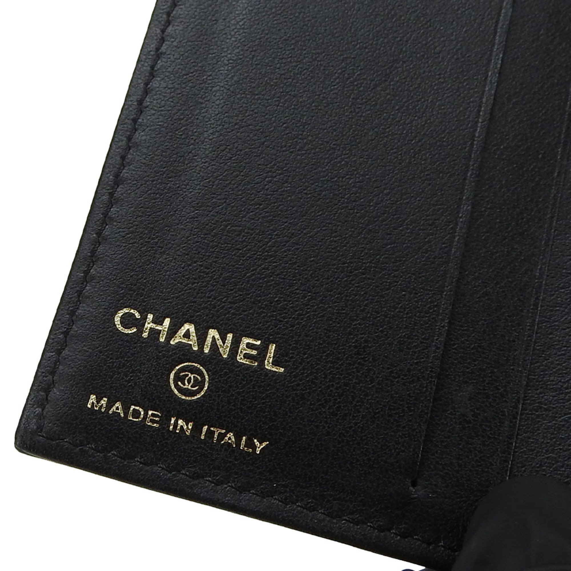 CHANEL Business Card Holder/Card Case A70261 Grained Calf Leather Black Embossed Coco Mark 26 Series Women's