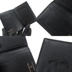 CHANEL Business Card Holder/Card Case A70261 Grained Calf Leather Black Embossed Coco Mark 26 Series Women's