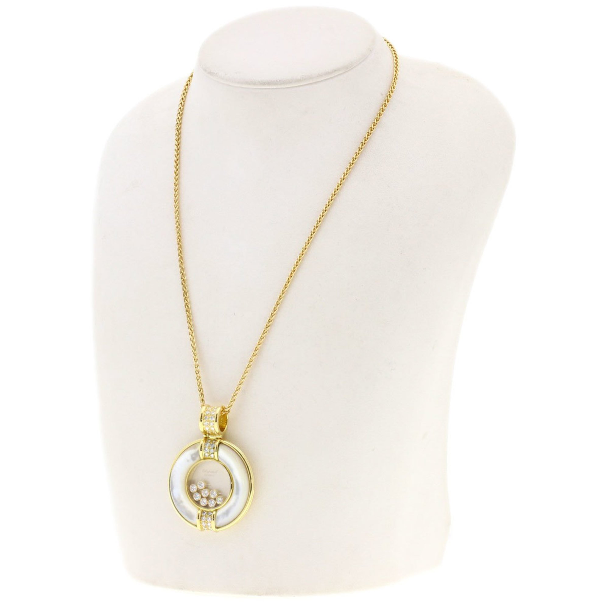 Chopard Happy Diamond Shell 8P Large Necklace K18 Yellow Gold Women's