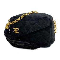 Chanel Shoulder Bag, Matelasse Suede, Black, Women's