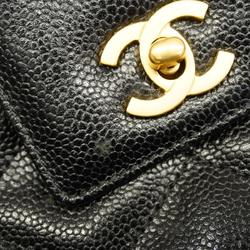 Chanel Shoulder Bag Matelasse Caviar Skin Black Women's