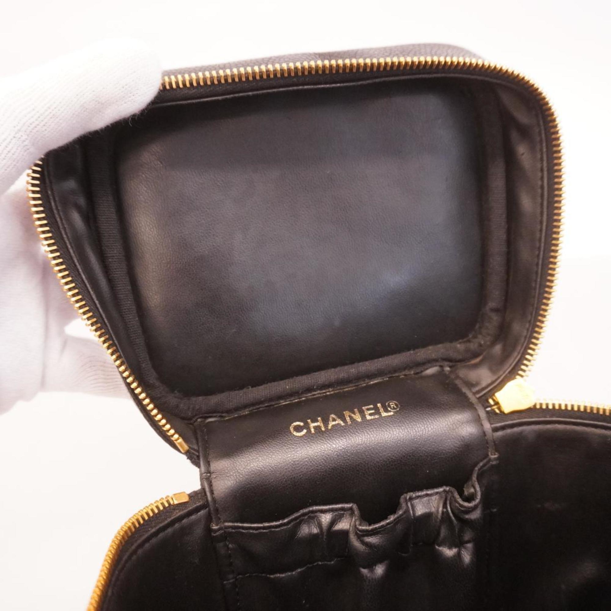 Chanel Vanity Bag Caviar Skin Black Women's