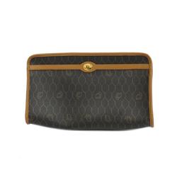 Christian Dior Clutch Bag Honeycomb Leather Grey Women's
