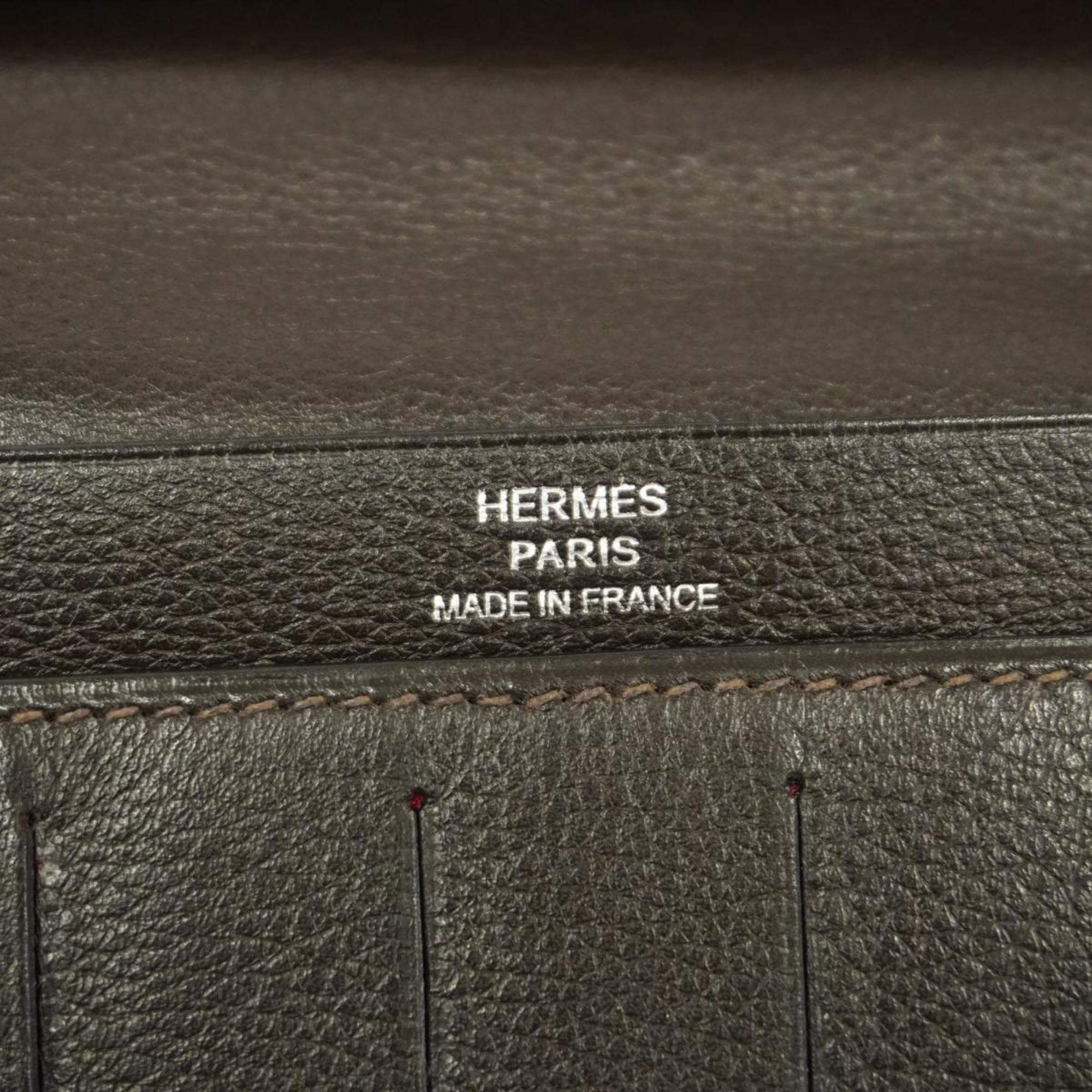 Hermes Long Wallet Citizen Twill O Stamp Swift Ecorse Men's Women's