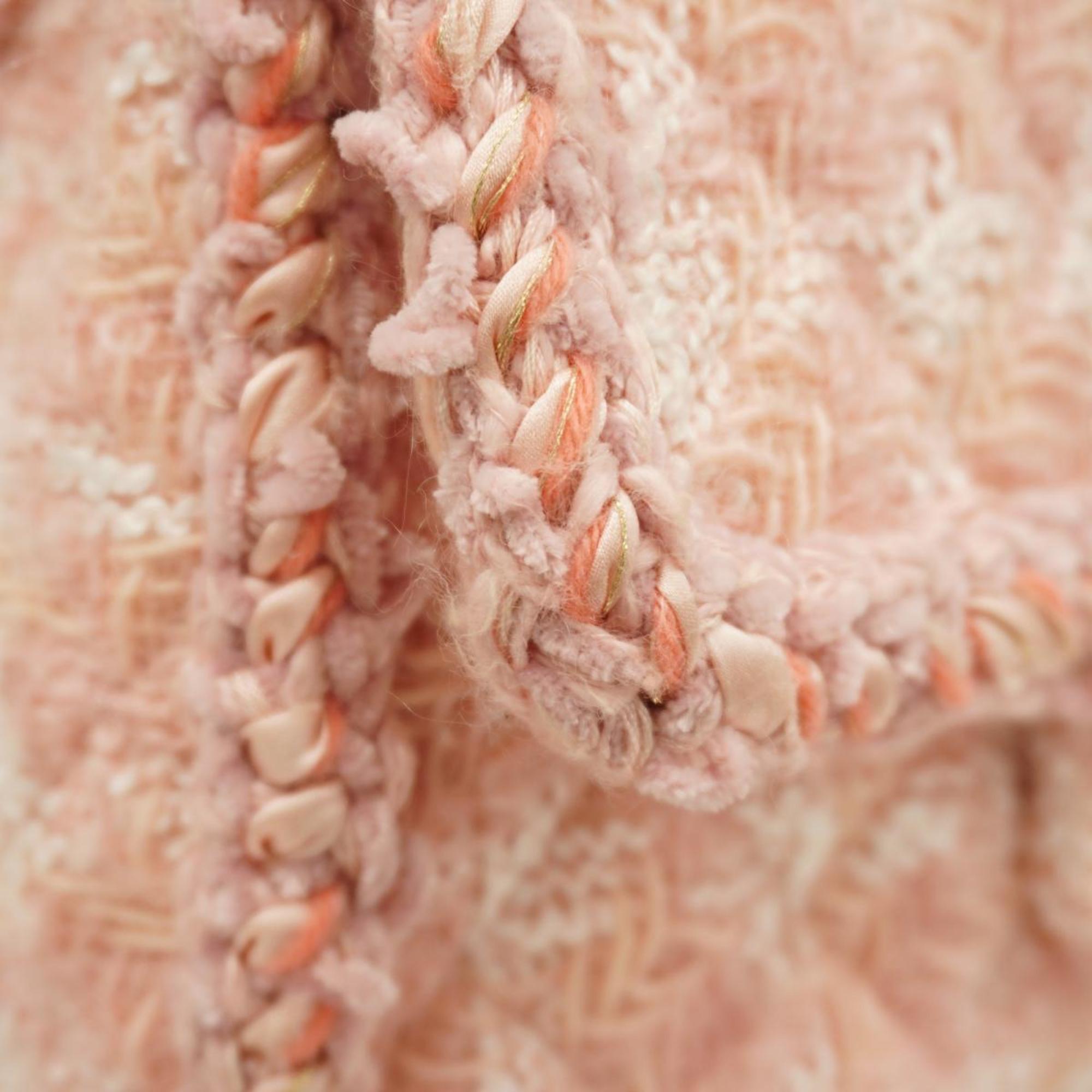 Chanel Shoulder Bag Matelasse 2.55 W Chain Tweed Pink Women's