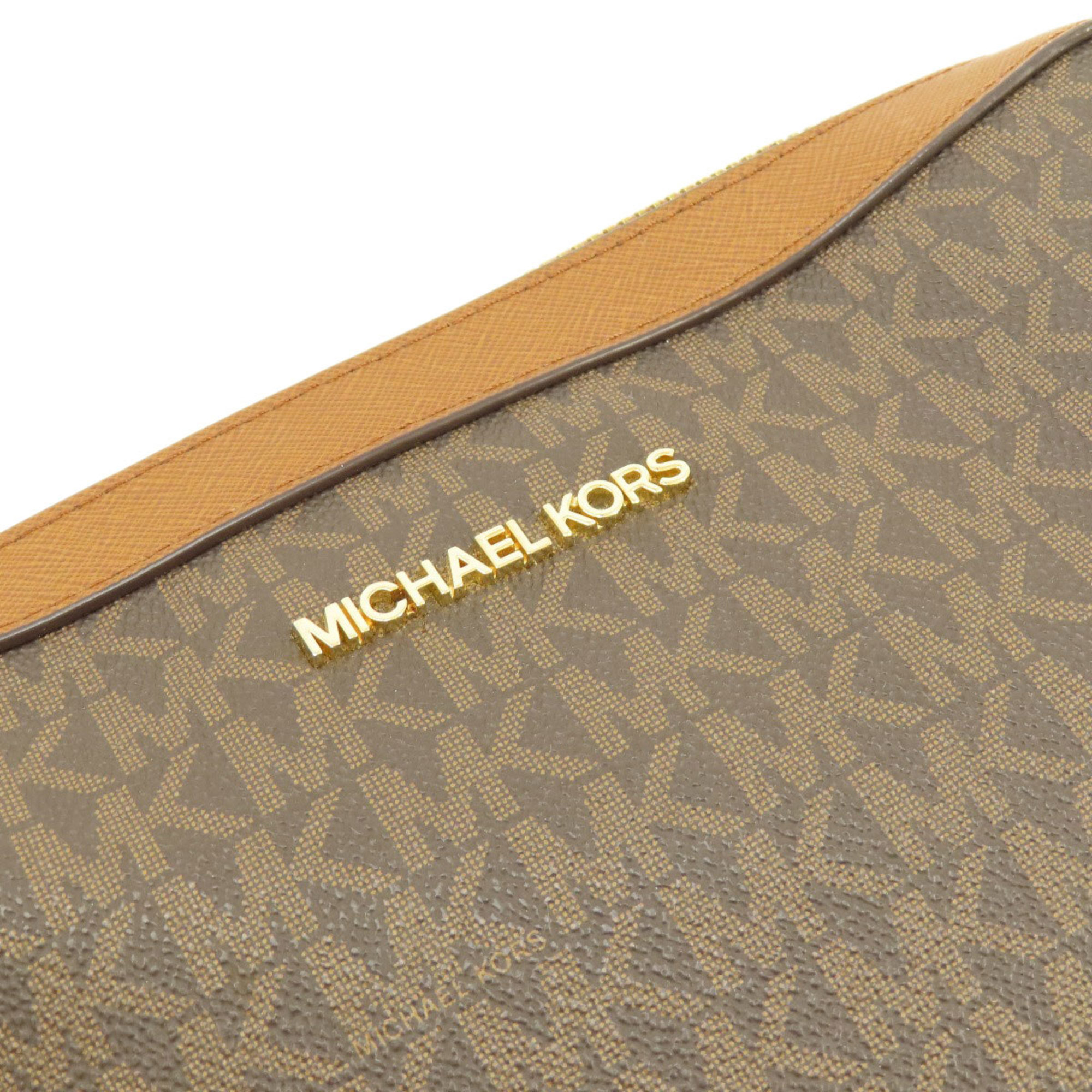 Michael Kors MK Signature Shoulder Bag Leather/Coated Canvas Women's