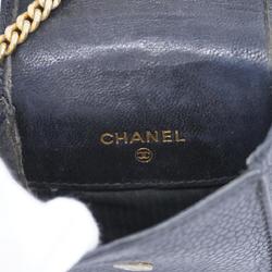 Chanel Cigarette Case Caviar Skin Black Women's