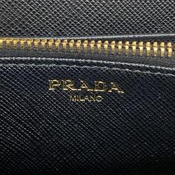 Prada Long Wallet Saffiano Leather Black Men's Women's