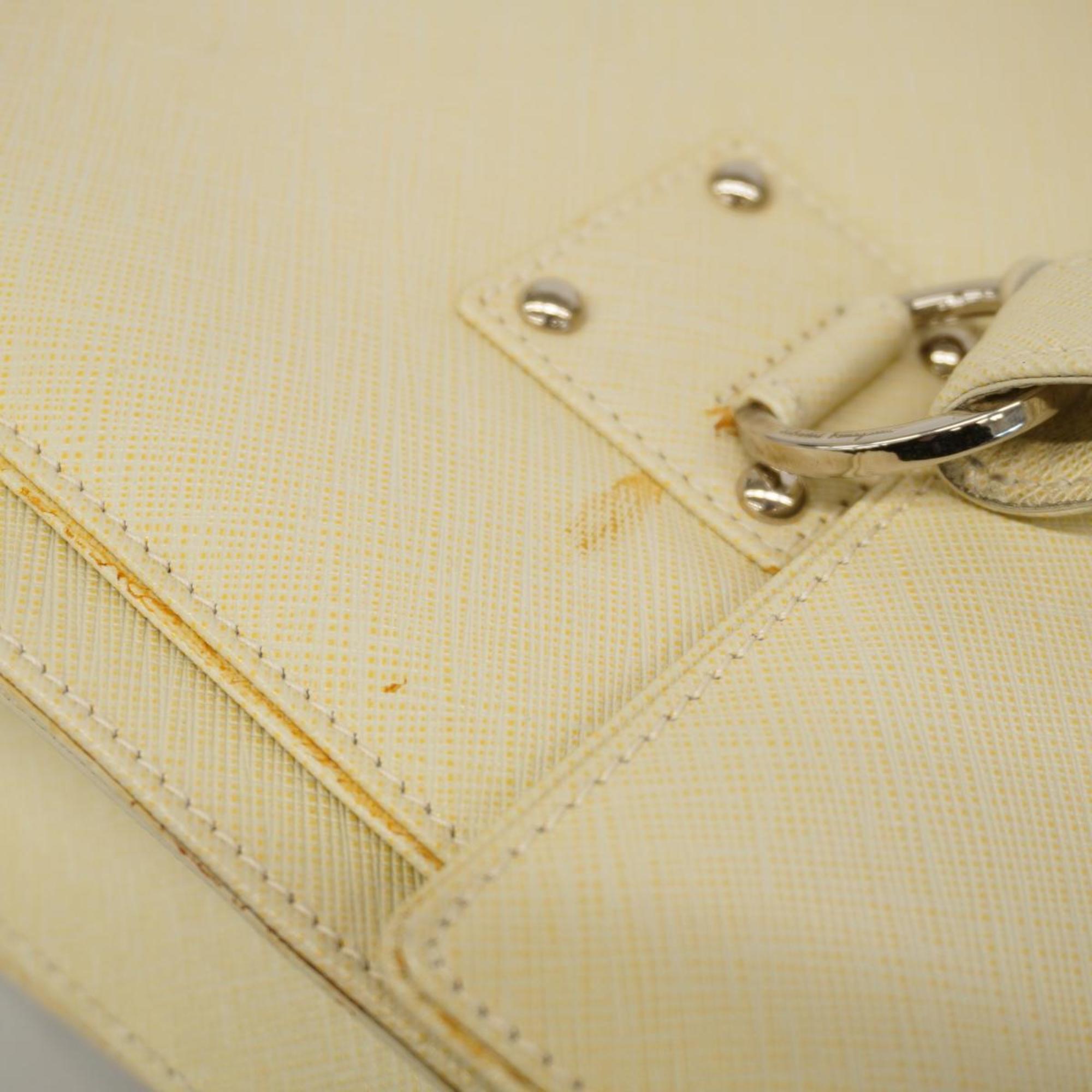 Salvatore Ferragamo Shoulder Bag Gancini Leather Ivory Women's
