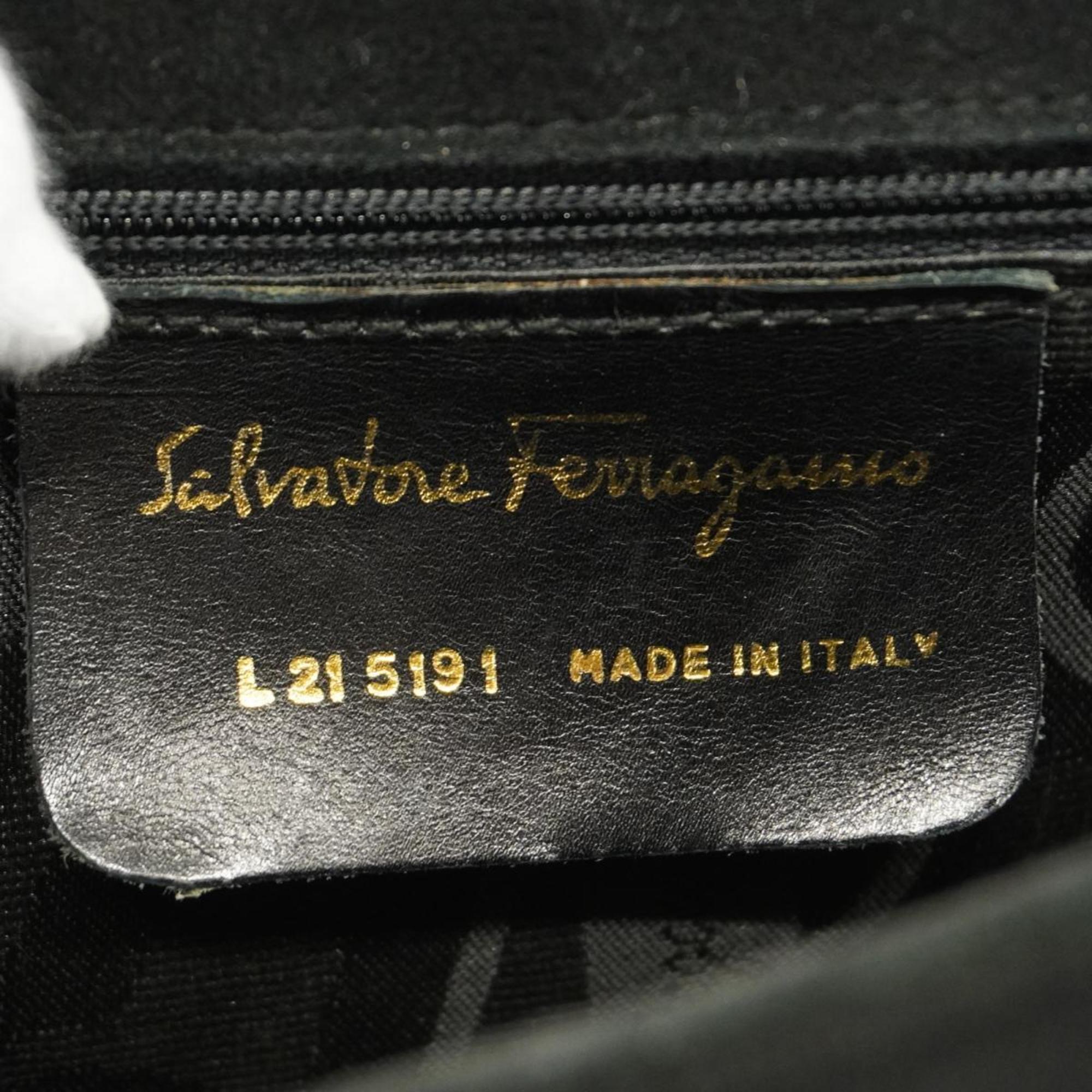 Salvatore Ferragamo Shoulder Bag Gancini Suede Black Women's