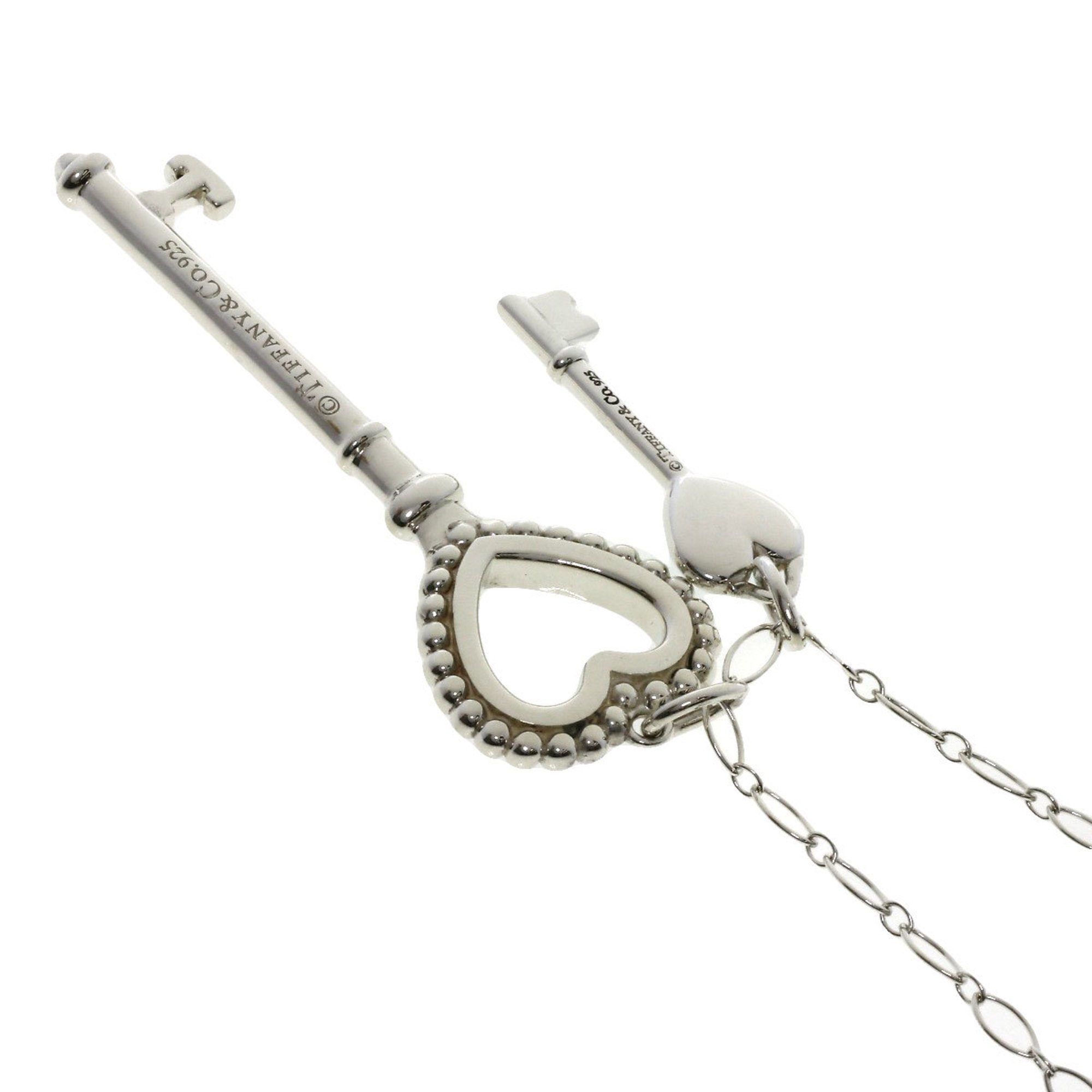 Tiffany Heart Key Enamel Necklace Silver Women's TIFFANY&Co.