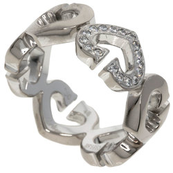 Cartier C Heart Diamond #48 Ring, K18 White Gold, Women's, CARTIER