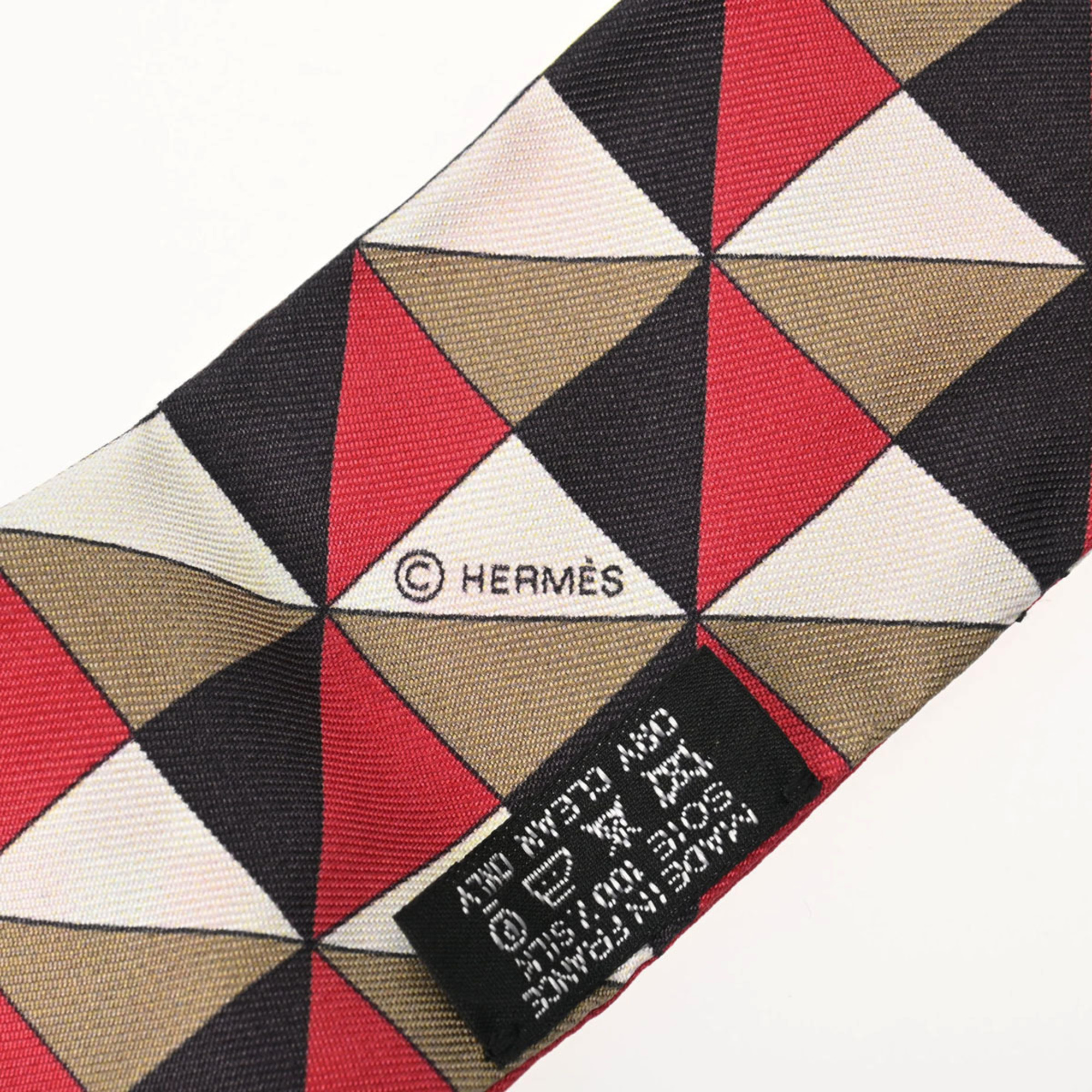 HERMES Twilly SOIE PSYCHE Old Tag Noir/Rouge/Anise - Women's 100% Silk Scarf Muffler